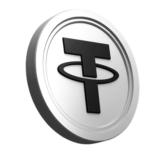 거래 커뮤니티 신뢰 섹션에 사용된 Tether USDT 코인 그래픽 요소